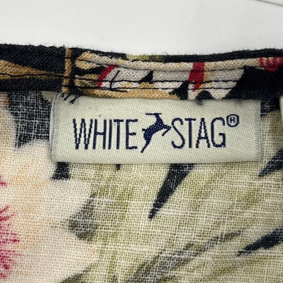 White Stag Linen Blend Floral Maxi Dress Womens Large Tropical Mature Resort - Picture 7 of 15